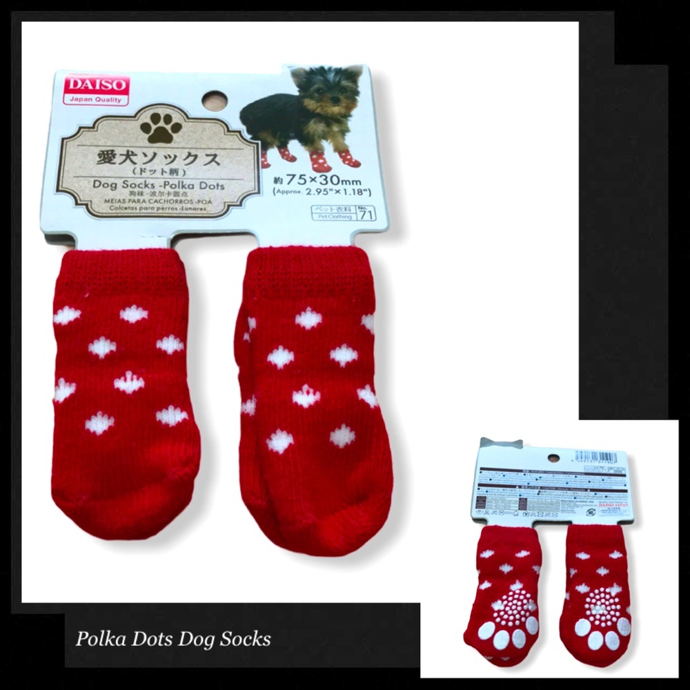 RED POLKA DOT Dog Socks (Set of 4)